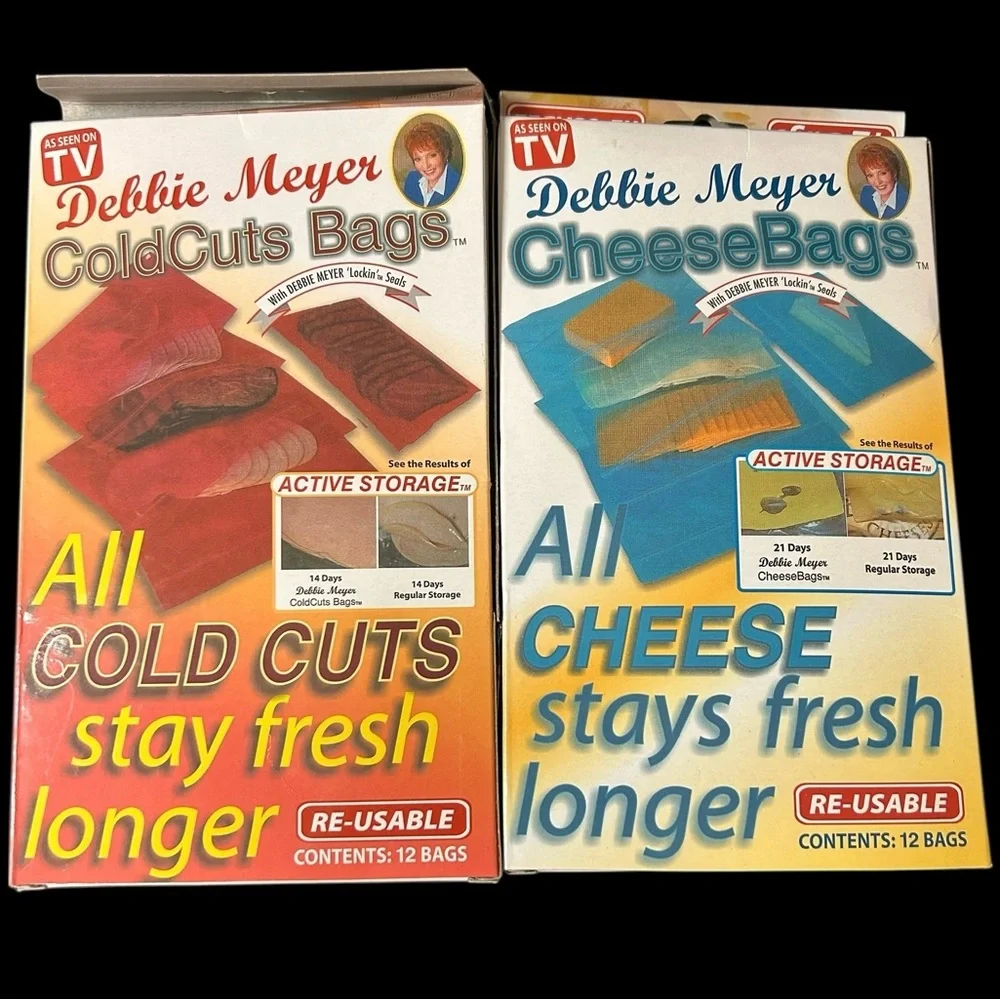 NEW Debbie Meyer Red COLD CUTS BAGS BLUE CHEESE BAGS HTF Reusable 12 in Each